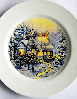 Декоративная тарелка с пейзажной живописью